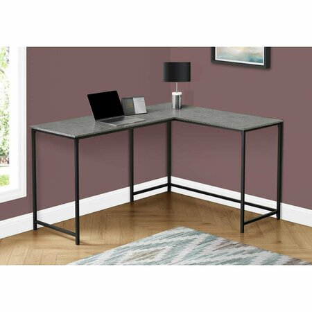 DAPHNES DINNETTE 58 in. Metal Corner Computer Desk Grey Stone-Look - Black DA3067087